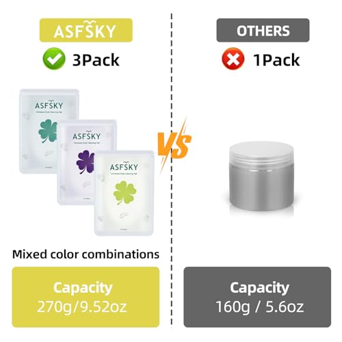 ASFSKY Cleaning Putty Car Cleaning Gel for Car Detailing Car Slime Cleaner Dust Cleaning Mud Universal Cleaning Gel for Vents, Dashboard, Car Cleaning Putty 3 Pack - color: Yellow+Purple+Green