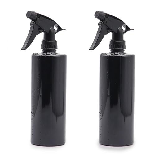 OFFIDIX 360° Water Spray Bottle 2 Pack 16 oz Continuous Plastic Empty Spray Bottles Mister for Hair,Cleaning,Plants,Upside Down,Fine Mist and Stream Setting,Black - color: Black