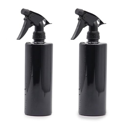 OFFIDIX 360° Water Spray Bottle 2 Pack 16 oz Continuous Plastic Empty Spray Bottles Mister for Hair,Cleaning,Plants,Upside Down,Fine Mist and Stream Setting,Black - color: Black
