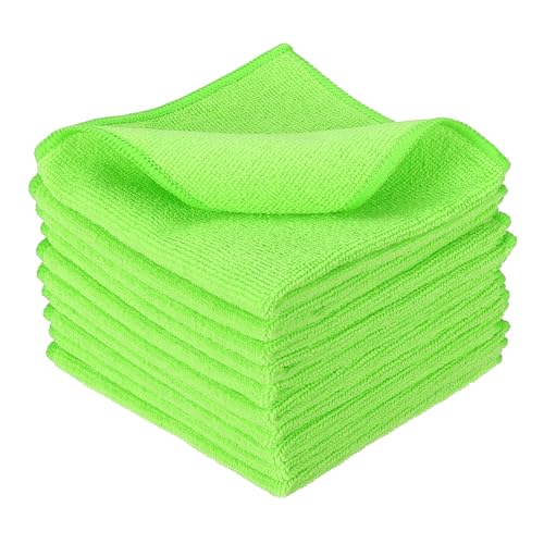 uxcell 10 Pcs Microfiber Cleaning Cloth, Kitchen Towels Reusable Microfiber Towels Highly Absorbent for Household Cleaning Supplies, Kitchen, Bathroom, Green(Square), 11.8" X11.8 - color: Green