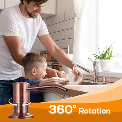 Built in Sink Soap Dispenser Lotion Dispenser for Kitchen Sink, Soap Dispenser with 17 Ounce Bottle, Soap Pump Built in Countertop Under Sink, Red Bronze - color: Red Bronze