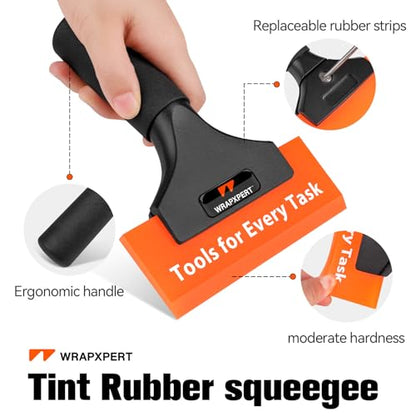 WRAPXPERT Window Tint Tools 2Pack, Small Squeegee 5 inch & Mini Squeegee for Car Window, Rubber Scraper Kit for Front Windows Rear Glass, Auto Car Glass Film Installation