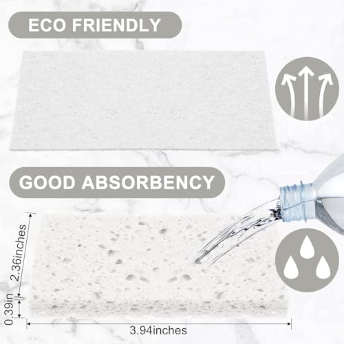 Zhengmy 100 Pieces Sponges Bulk Sponges Kitchen Compressed Sponge Natural Dish Sponge Compressed Wood Pulp Cleaning Without Scratching for Kitchen Bathroom, 3.9 x 2.4 x 0.12 Inch (White) - color: White