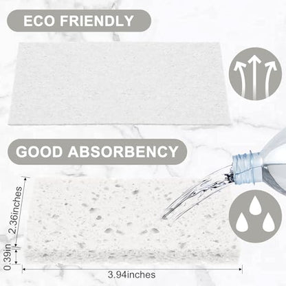 Zhengmy 100 Pieces Sponges Bulk Sponges Kitchen Compressed Sponge Natural Dish Sponge Compressed Wood Pulp Cleaning Without Scratching for Kitchen Bathroom, 3.9 x 2.4 x 0.12 Inch (White) - color: White
