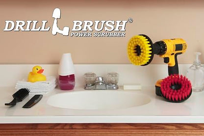 Bathroom Accessories - Bath Mat - Drill Brush Set - Power Scrubber Two Brush Kit - Floor Scrubber - Grout Cleaner - Pool Brushes - Hard Water Stains, Calcium, Mineral Deposits, Soap Scum, Rust Stains - color: Red / Yellow
