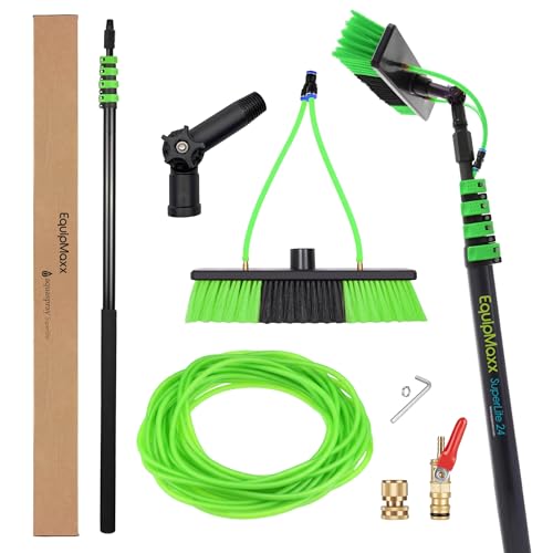 Lightweight 24 Feet Solar Panel Cleaning Brush & Pole Water Fed Pole Kit Window Cleaner & Solar Panel Cleaning System Washing Equipment Tool Solution - size: 24FT