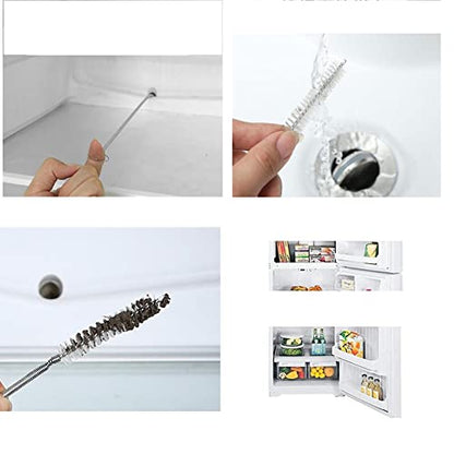 60 Inch Extra Long Flexible Tube Pipe Cleaner Brush Fridge Cleaning Tool, Stainless Steel Drain Tube Cleaning Brushes for Sink Refrigerator Kitchen（2 Pack）