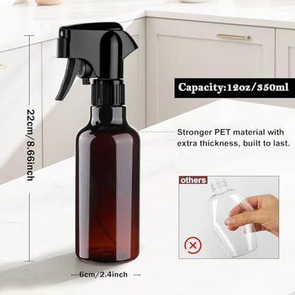 Plastic Spray Bottles 12oz Mist Continuous Spraying Bottle Heavy Duty Empty Water Spray Bottles for Hair, Cleaning Solutions, Plants，Essential Oils 1 Pack (Brown-1pcs) - color: Brown-1pcs