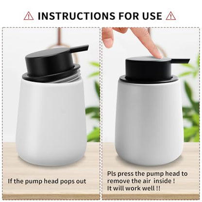 Soap Dispenser Ceramic with Easy-to-Press Pump Hand Lotion Liquid Dispenser for Shampoo Bathroom Kitchen 12 oz Blackwhite - color: Liquid-blackwhite