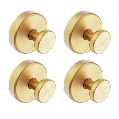 Bntuk Suction Cup Hooks for Shower, Removable Towel Hooks for Bathroom Window Glass Door Wall, Bath Robe Looafh Hook for Hanging - 4 Pack, Gold - color: Gold1, size: 4 Pack