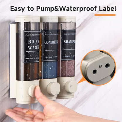 Shampoo and Conditioner Dispenser,Shower Soap Dispenser 3 Chamber No Drill Wall-Mounted Shampoo Dispenser for Shower Wall Mounted Shower Dispenser for Bathroom Hotel Large Capacity,Light Gray - color: Light Gray 3 Chamber