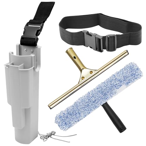 Window Cleaning Side Bucket On a Belt Holster Holds 3 Squeegees and a Washer - color: Grey W/Tools