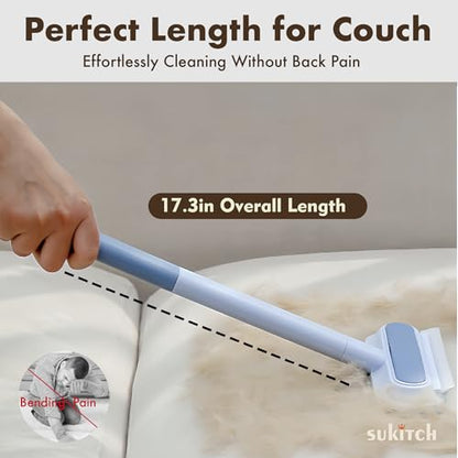 Pet Hair Remover for Couch and Furniture, 17.3-Inch Reusable Washable Lint Cleaner for Dog and Cat Hair, Long Handle for Bedding, Sofa and Fabric Surfaces