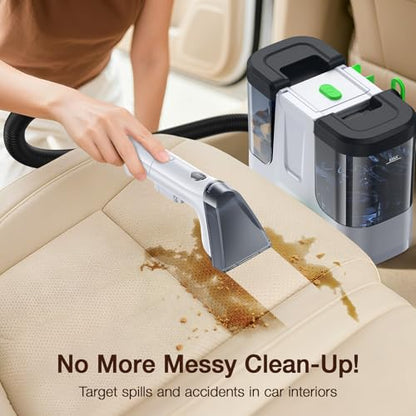 Portable Carpet & Upholstery Cleaner, 18Kpa Carpet Cleaner Machine for Deep Stain Removal, Spot Cleaner for Pet Accidents, Area Rugs, Stairs, Car Upholstery & Couches, Includes Tools & Self-Cleaning - color: Black & White