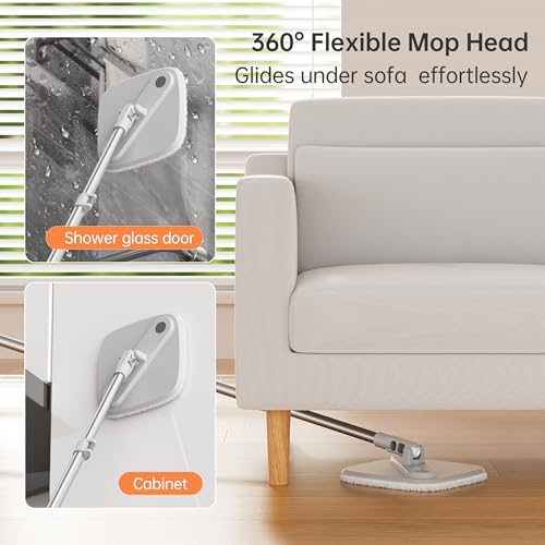 Spin Mop and Bucket Set with Self Separation Dirty and Clean Water System, Self Wringing 360° Rotating Square Mop Head for Home Floors Cleaning (1.0 Mop and Bucket Set (2 Pads)) - size: 1.0 Mop and Bucket Set (2 pads)