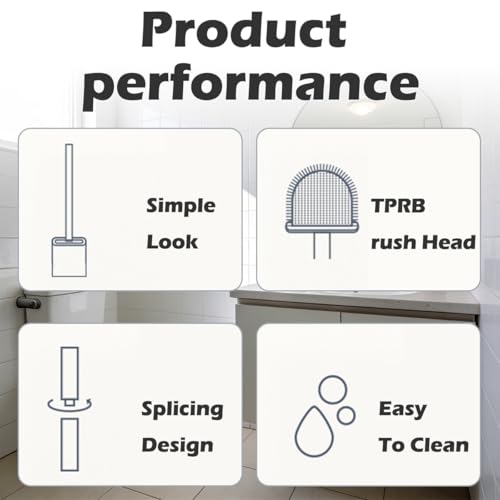 Silicone Toilet Brush Set, Wall Mounted Holder, Anti-Drip Design, Non-Slip Handle, Flexible Bristles for Easy Cleaning, Suitable for Various Usage Scenario (White) - color: White