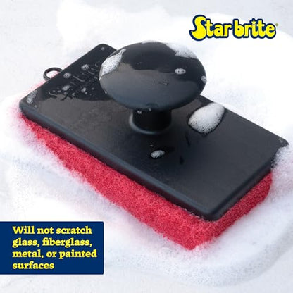 STAR BRITE All-Purpose Medium (Red) Scrubber Pad - Available in Medium, Fine & Coarse Textures with Ergonomic Handle for Boats, Teak, and Outdoor Cleaning (040021P) - size: One Size, style: Medium (Red)