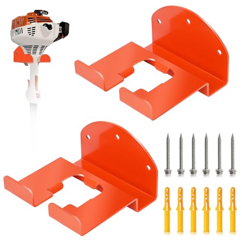 2 Pack Garage Storage Organizer Trimmer Rack - Heavy Duty Power Tool Hanger for Grass Trimmer, Hedge Trimmer; Fits Various Tools - Suitable for Wall Mounting in Garage, Shed, or Garden - color: 2