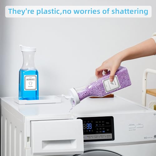 Laundry Detergent Dispenser,Laundry Soap Dispenser,Liquid Laundry Detergent Container,35OZ Fabric Softener Dispenser with Tray, Laundry Room Organization,Extra 4 Labels,White - color: White