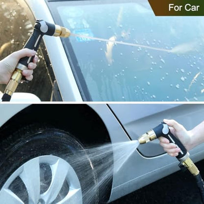FANHAO Garden Hose Nozzle with High Pressure Jet, 100% Heavy Duty Metal Water Hose Sprayer, Thumb Flow Control, On Off Valve, Adjustable Spray Patterns for Garden Watering, Car and Pet Washing - color: Black