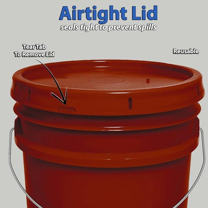 MKS Plastics 5-Gallon Bucket with Airtight Lid – Made in USA, Food Grade BPA Free Plastic, Heavy Duty Multi-Use, Metal Handle with Grip, Stackable Storage – Burgundy, 6 Pack - color: Burgundy, size: 6