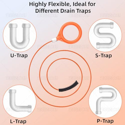 32 Inch Snake Hair Drain Clog Remover, Anti-Break Metal with Nylon Coating Drain Hair Removal Tool, Long Flexible Augers Cleaning Tools for Shower, Kitchen Bathtub, Bathroom, Toilet