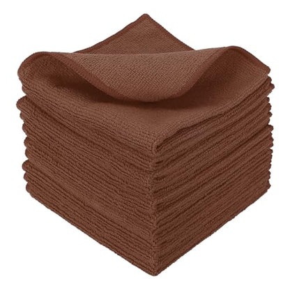 uxcell 10 Pcs Microfiber Cleaning Cloth, Kitchen Towels Reusable Microfiber Towels Highly Absorbent for Household Cleaning Supplies, Kitchen, Bathroom, Brown(Square), 11.8" X11.8 - color: Brown