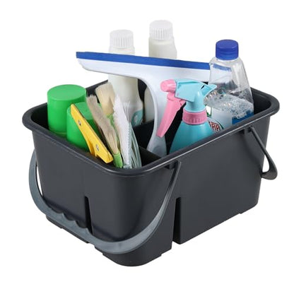 Plastic Cleaning Tool Caddy, Storage Caddy with Handle, Deep Grey
