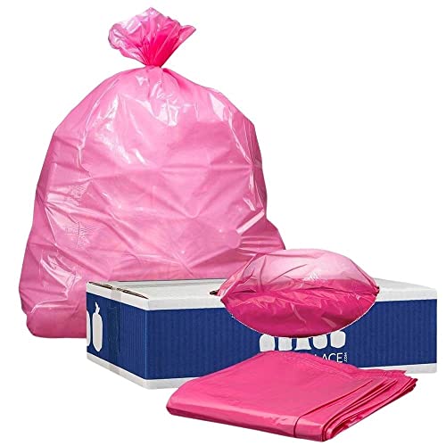 Plasticplace 12-16 Gallon Trash Bags │ 1.2 Mil │ Pink Garbage Can Liners │ 24” x 31” (250 Count) - size: 24" x 31"