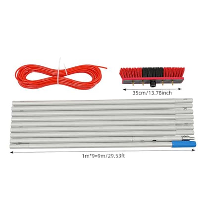 29.53 FT Solar Panel Cleaning Kit, Window Cleaning System, 20M Hose & BrushHead, Washing Equipment Window Cleaner Tool Water Fed Pole Kit for Roof Caravan Solar Panel - size: 9m/29.53ft