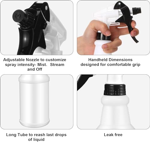 Rtteri 24 Pcs 16 Oz Plastic Spray Bottle for Cleaning Solutions Bulk Empty and Reusable Leak Proof Spraying Bottles for Cleaning, Water, Auto Details, Commercial, Bathroom(Black, White) - color: Black, White