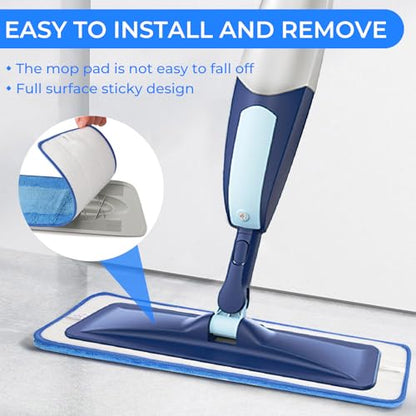 Wlich 3 Pack Microfiber Cleaning Pads are Compatible with Bona Mop,18 Inch Replaceable Mop Pad Refill,Washable & Reusable Blue Microfiber Mop Pads for Hardwood and Hard-Surface Floors - size: 3PCS