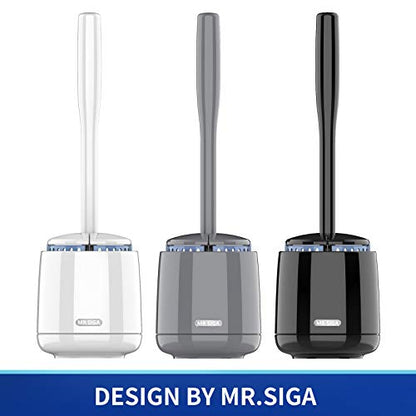 MR.SIGA Toilet Bowl Brush and Holder, Premium Quality, with Solid Handle and Durable Bristles for Bathroom Cleaning, Black, 1 Pack - color: Black, size: One Size