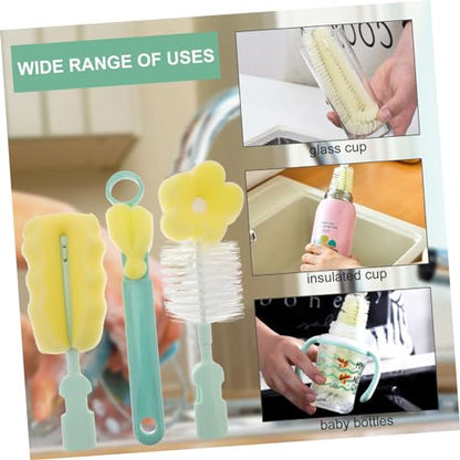 5-in-1 Bottle Brush Set Travel Bottle Brush Stainless Steel Pp Sponge 29cm Random Color