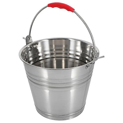 Healeved Stainless Steel Bucket with Handle 1 Gallon Portable Carrying Trash can Water Pail for Kitchen Home Outdoor Use 8.66 Inch Durable Corrosion Resistant