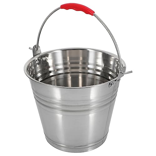 Healeved Stainless Steel Bucket with Handle 1 Gallon Portable Carrying Trash can Water Pail for Kitchen Home Outdoor Use 8.66 Inch Durable Corrosion Resistant