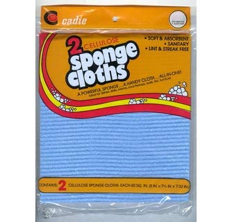 2 Cellulose Sponge Cloths Blue,Soft & Absorbent Sanitary Lint & Streak Free By Cadie (5 Pack)