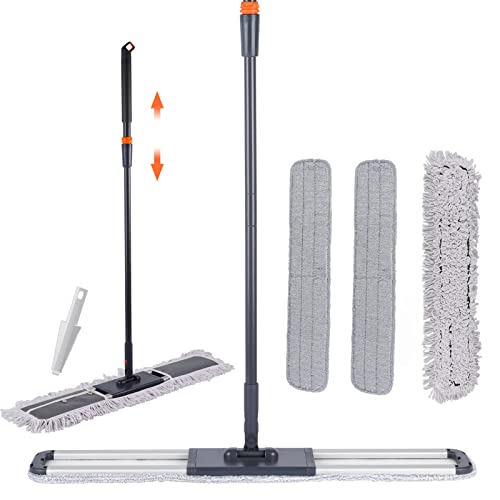 Flat Mop for Cleaning Floors Heavy Duty Microfiber Wet Mop Deep Cleaning for Hardwood, Tile & Laminate, Includes 4 Reusable Washable Pads and Adjustable Long Handle (36 in Mop Set) - color: 36 in Mop Set