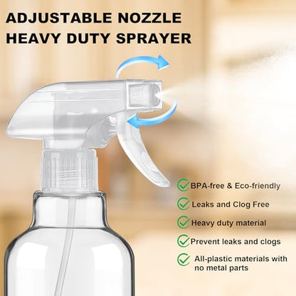 Glass Spray Bottles with Silicone Sleeve 16.9oz 2 Pack Empty Spray Bottle for Hair Mist/Stream Spraying for Cleaning Solutions, Plants, Essential Oils (clear-sblue&purple) - color: clear-sblue&purple
