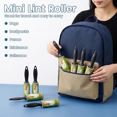 12 Rolls Compact Lint Rollers for Pet Hair Extra Sticky, Dog & Cat Hair Remover Lint Brushes for Clothes, Portable Travel Size Clothes Roller Brush for Home, Clothes, Bags, Furniture, Car Seat - size: 12 Pcs