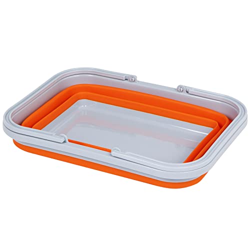 Collapsible Sink with Handle Towel, 2.37 Gal / 9L Foldable Wash Basin for Washing Dishes, Camping, Hiking and Home - color: 2pcs-orange