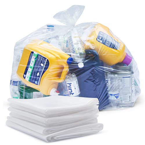 Veska 65 Gallon Clear Trash Bags, (50 Bags w/Ties) Clear Recycling Plastic Garbage Bags. 60 Gallon, 64 Gallon, 65 Gallon Trash Bags