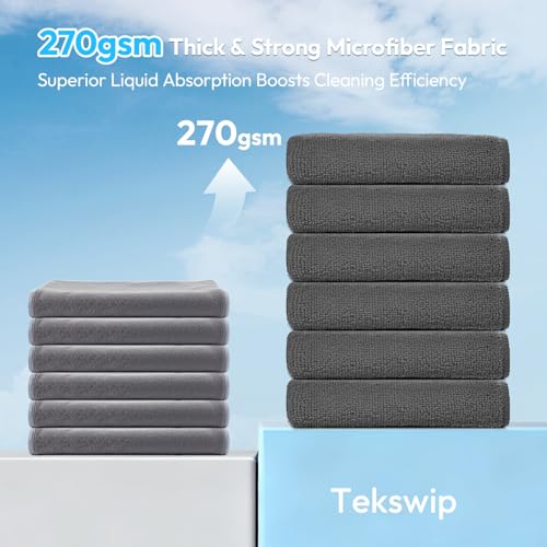 Microfiber Towels for Cars,12 Pack,12" x 12" Gray | Microfbier Cleaning Cloth Lint Free Scratch Free Super Absorbent For Kitchen Garage Window Automotive Car Rags - color: Gray