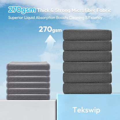 Microfiber Towels for Cars,12 Pack,12" x 12" Gray | Microfbier Cleaning Cloth Lint Free Scratch Free Super Absorbent For Kitchen Garage Window Automotive Car Rags - color: Gray