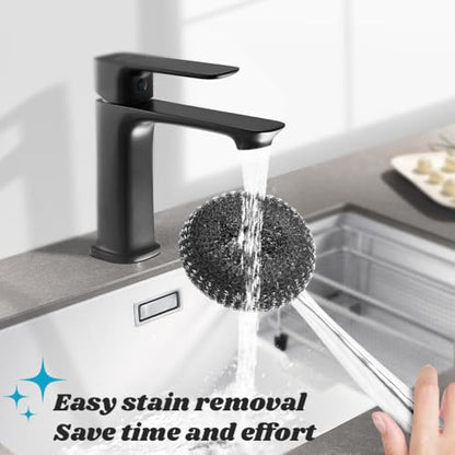 5Pcs Stainless Steel Wool Scrubber Sets, with Long & Short Handle & 3Pcs Detachable Pads, Metal Pot Scrubbers for Cleaning Dishes Iron Pots Stoves