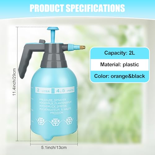3 Pcs 1/2 Gallon Plastic Handheld Pump Sprayer – Garden Pressure Sprayer Bottle with Adjustable Nozzle for Plants, Cleaning, Household Tasks –Blue - color: Blue, size: 1/2 Gallon