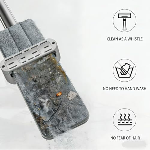 Wet Dry Flat Microfiber Mop for Hardwood Floors | 6 Washable Pads Included, 360° Swivel, For Kitchen Tile & Laminate Floors