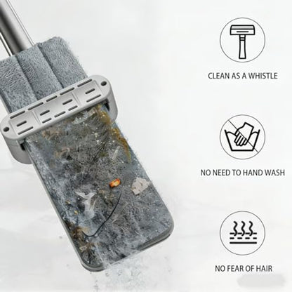 Wet Dry Flat Microfiber Mop for Hardwood Floors | 6 Washable Pads Included, 360° Swivel, For Kitchen Tile & Laminate Floors