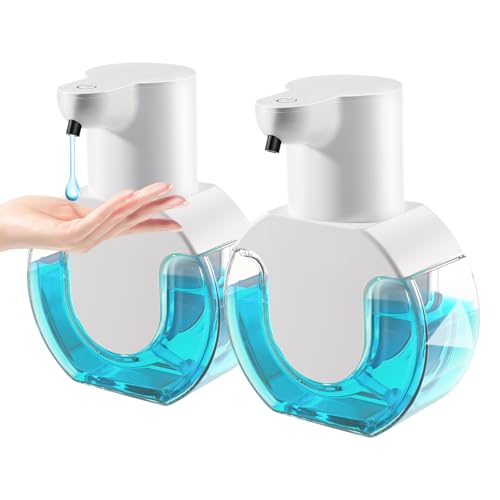 2 Pack Automatic Liquid Soap Dispenser,14.2oz/420ML Touchless Automatic Soap Dispenser,Rechargeabled Wall Mounted Smart Pump for Bathroom Kitchen - color: White, style: 2 Pack Liquid