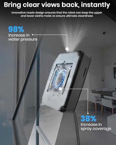 BNZ Window Cleaning Robot, Nexus Ultra, Black, Robotic Vacuum Cleaner for Windows, Mirrors, Shower Doors
